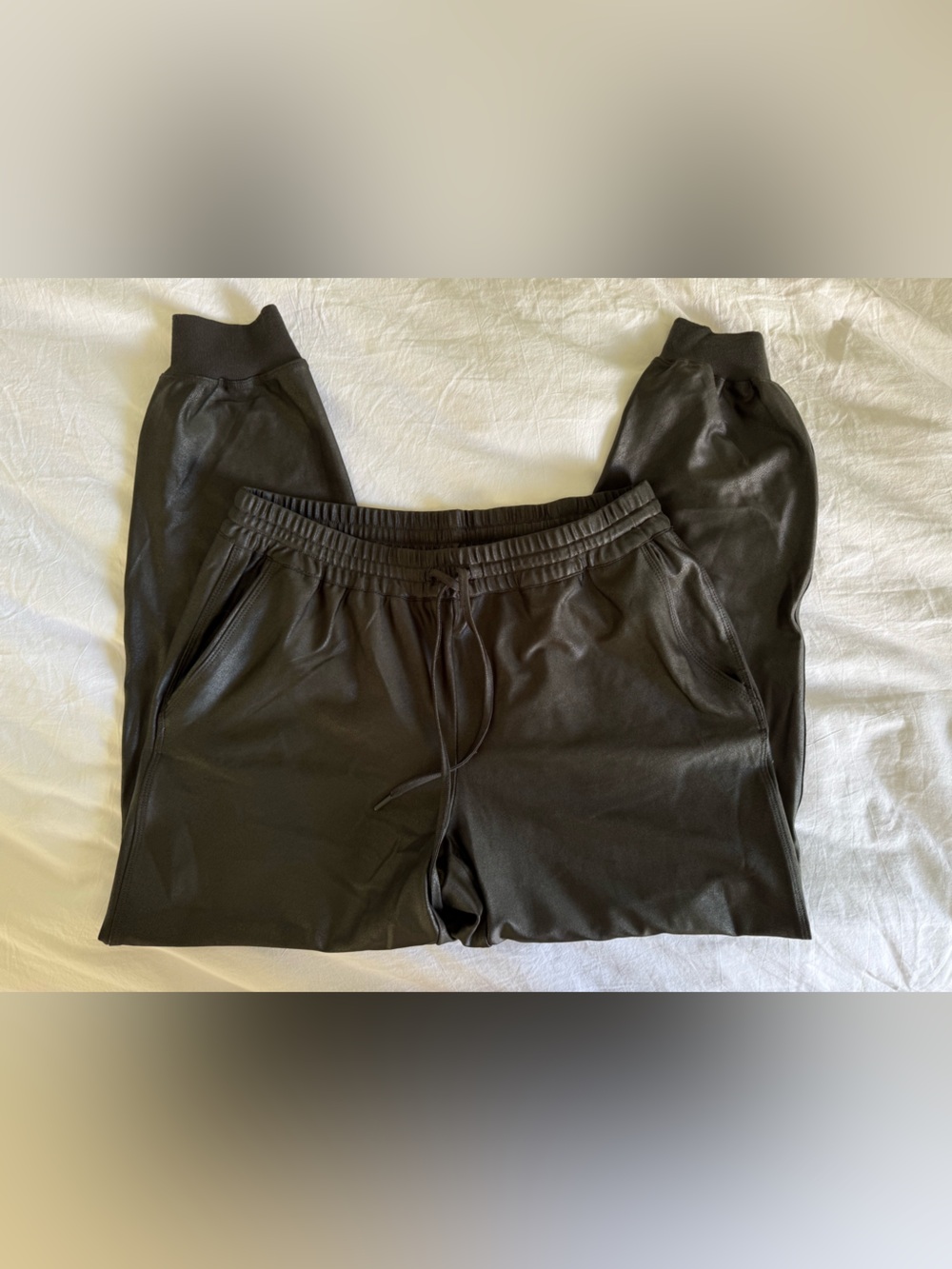 Madison D’Amelie Leather Look Jogger in Moss Green